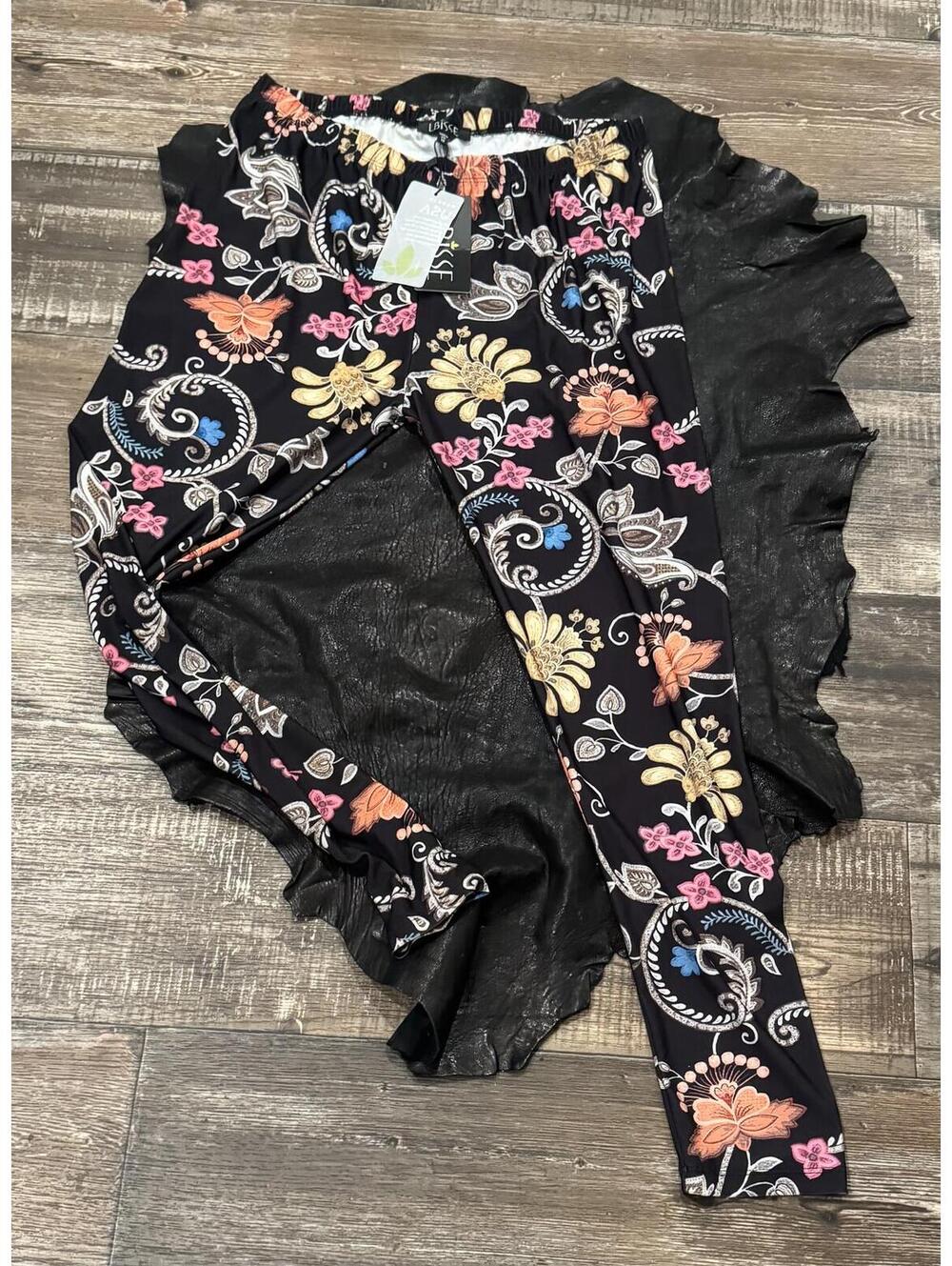 Lbisse Women's Plus Size Floral Leggins 1X